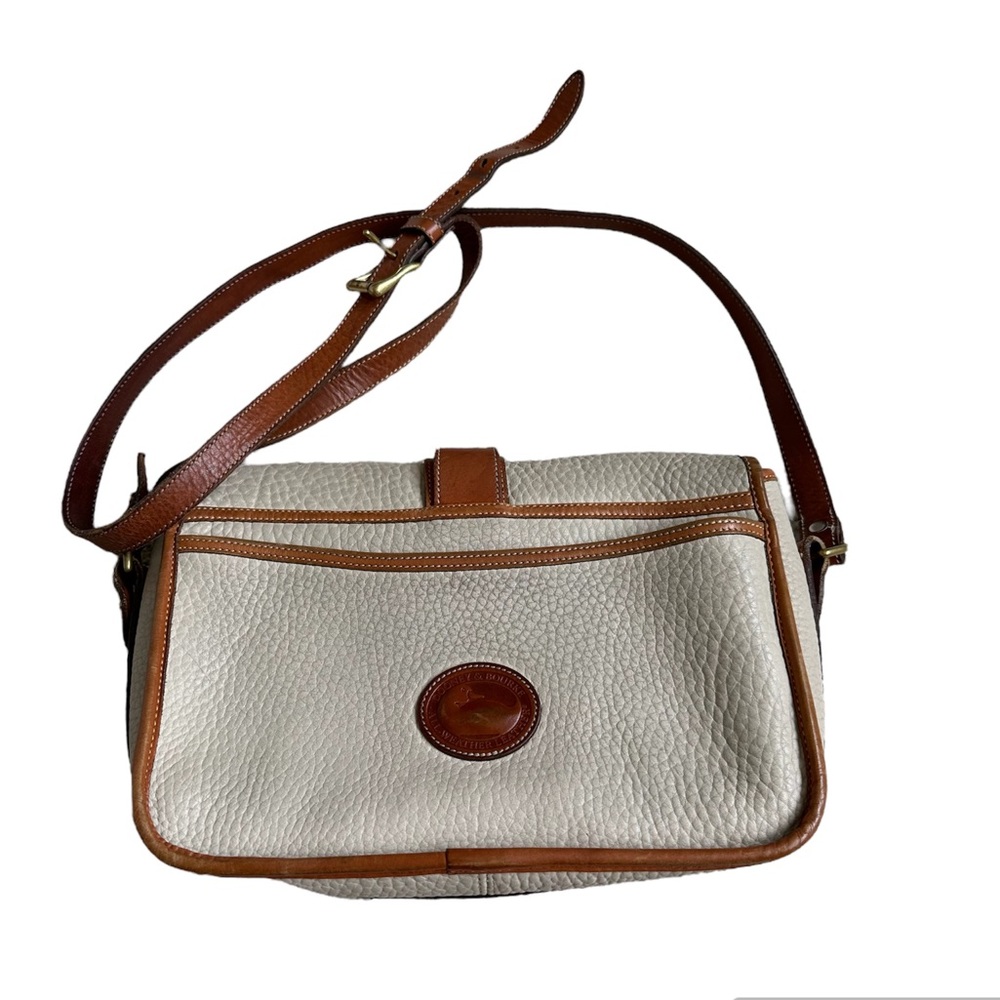 Dooney & Bourke Vintage Cream Pebbled Leather Crossbody Saddle Bag